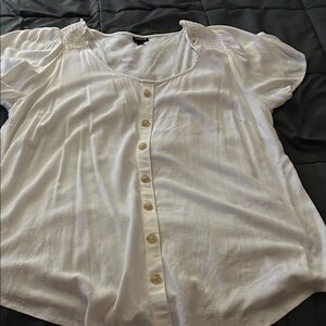 Torrid Cream Button-Front Blouse